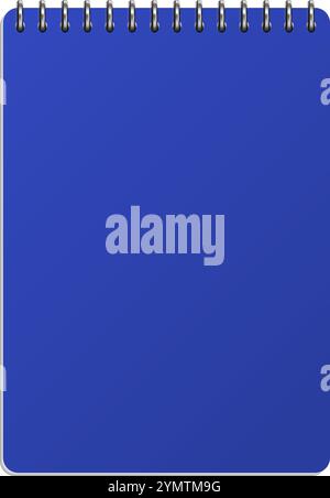 Closed notepad realistic mockup. Blue cover notebook Stock Vector
