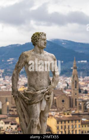 Beautiful View of the Florence city from Bardini garden, historic park of Villa Bardini located in the historic center of Florence in Tuscany, Italy Stock Photo