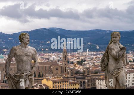 Beautiful View of the Florence city from Bardini garden, historic park of Villa Bardini located in the historic center of Florence in Tuscany, Italy Stock Photo