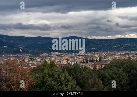 Beautiful View of the Florence city from Bardini garden, historic park of Villa Bardini located in the historic center of Florence in Tuscany, Italy Stock Photo