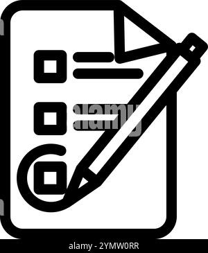 Survey or exam document with multiple choice answer icon symbol - Answering a survey or multiple choice exam Stock Vector