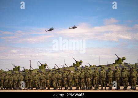 Presentation of Serbian Armed Forces. Modern Military Equipment and Armored vehicles displayed. Serbian Army, Military Regiment at Air Base Batajnica, Stock Photo