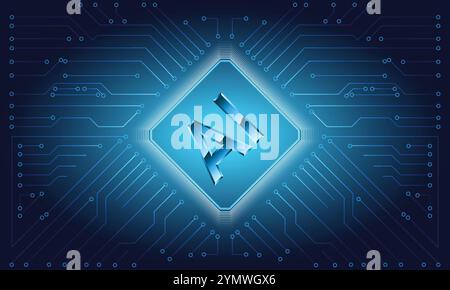 Information Technology style background, Artificial Intelligence combined with computing concept Stock Vector