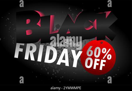 Black friday fifteen percent discount with red splash background Stock Vector