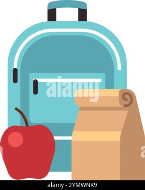 School food bag. Takeaway lunch for kid color icon Stock Vector