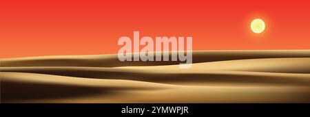 sunny desert landscape where the sands shine vector background Stock Vector
