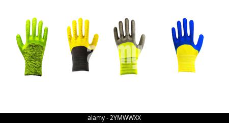 Worker hand protection gloves colored isolated white Stock Photo