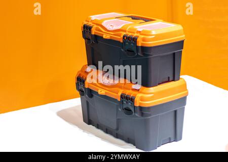 Plastic tool box toolkit case Stock Photo