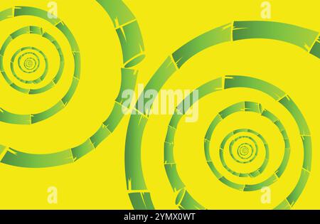 Abstract background forming concentric circles with green bamboo on black background Stock Vector