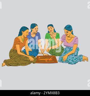 Sinhalese New Year, generally known as Aluth Avurudda in Sri Lanka. Stock Vector