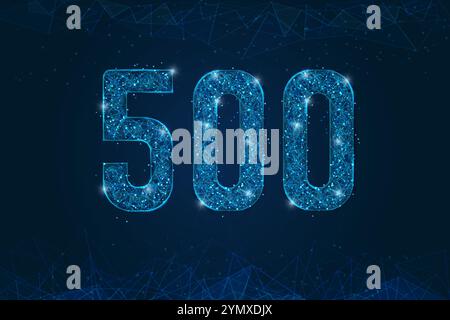 Abstract isolated blue image of 500 Internal server error concept. Polygonal low poly wireframe illustration. Website error, Network error, Cloud Stock Vector