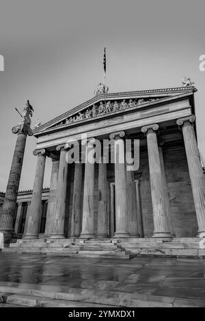 The Academy of Athens is Greece's national academy, and the highest research establishment in the country. Established in 1926. Stock Photo