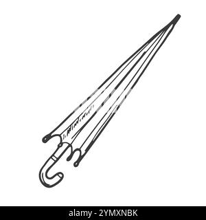 Vector umbrella. Doodle umbrella drawn with black lines. Black painted umbrella Stock Vector