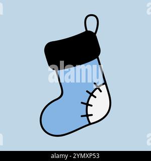 Christmas sock with a patched heel vector icon. Winter sign. Graph symbol for event and holiday web site and apps design, logo, app, UI Stock Vector