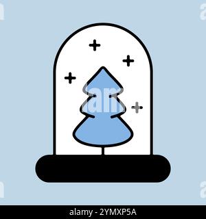 Snow globe with Christmas tree vector icon. Winter sign. Graph symbol for event and holiday web site and apps design, logo, app, UI Stock Vector