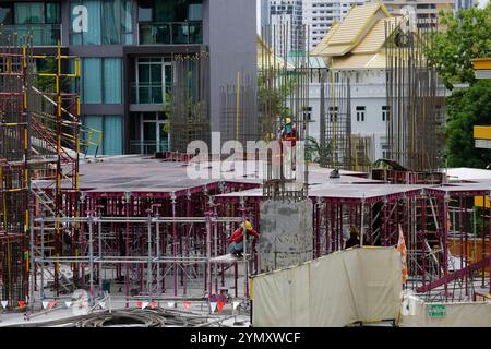 Bangkok, Thailand - June 26, 2023: Panorama of a new building complex under construction in central Bangkok. Stock Photo