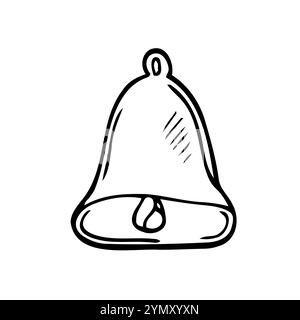 Simple Set of bell Notification Related Vector Line Icons. with hand drawn doodle hand drawing style Stock Vector
