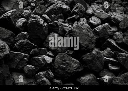 Black charcoal texture background. Close-up Stock Photo