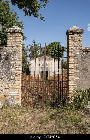 A small derelict cemetery near the Cellole monastery in the beautiful landscape of the Tuscany, Italy, Europe Stock Photo