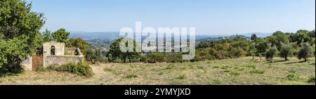 A small derelict cemetery near the Cellole monastery in the beautiful landscape of the Tuscany, Italy, Europe Stock Photo