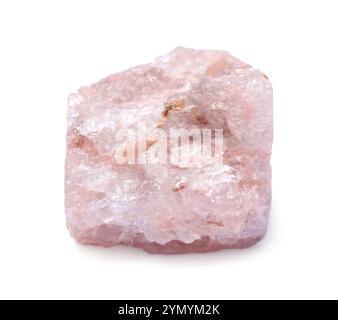 Beautiful rose quartz crystal isolated on white. Natural gemstone Stock Photo