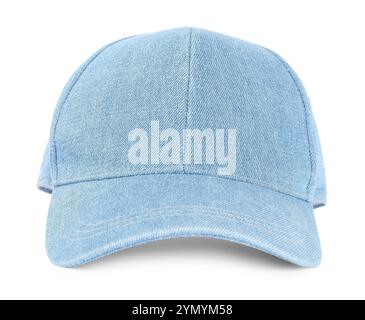 Stylish denim baseball cap isolated on white. Mockup for design Stock Photo
