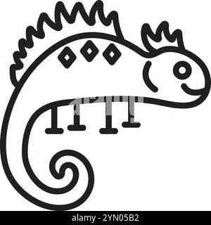 Lizard sign, black line icon, editable stroke, vector single monochrome illustration Stock Vector