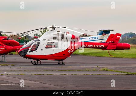 McDonnell Douglas MD902 Explorer helicopter from Air Lloyd Deutsche Helicopter Flugservice. Bonn-Hangelar, Germany - Oct 12, 2024 Stock Photo