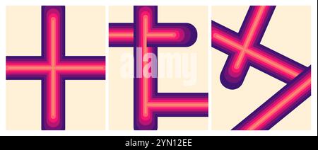 Abstract geometric posters set. Red and blue figures. Brochures and booklets. Corporate flyers in modern bauhaus style. Flat vector collection Stock Vector