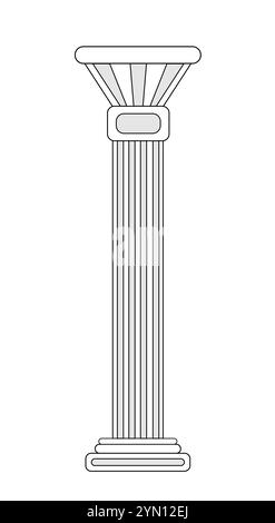 Ancient column outline. Ancient Greek architecture and culture. Building in dorian and baroque style. Historical monument. Linear vector illustration Stock Vector