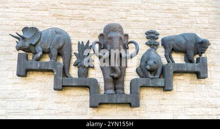 Edmonton,Canada, April 28, 2024: Artwork of Alberta animals on the wall of the forner Royal Alberta Museum Stock Photo