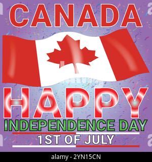 Canada Happy Independence Day 1st July with very Attractive Colorful Theme and Confetti Stock Vector