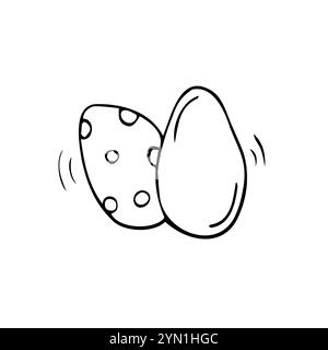 Easter eggs Hand drawn decorative elements in vector for coloring book. Black and white Stock Vector
