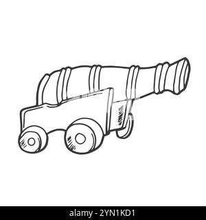 Old style cannon sketch in vector format. Isolated vector Stock Vector