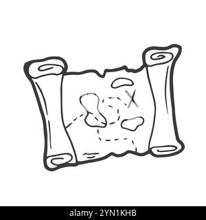 Map of treasure island. Doodle style Stock Vector