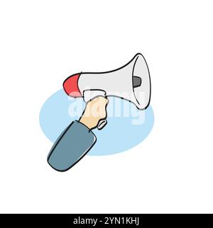Hand holding megaphone illustration vector hand drawn isolated on white background Stock Vector