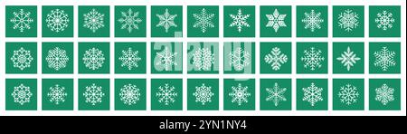 Collection of snow icons. Winter Christmas elements for cards, banners, New Year ornament. Stock Vector