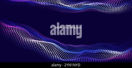 Digital technology background with circle lines. Futuristic geometric design of big data AI, cyber innovation nano communications, high-speed internet Stock Vector
