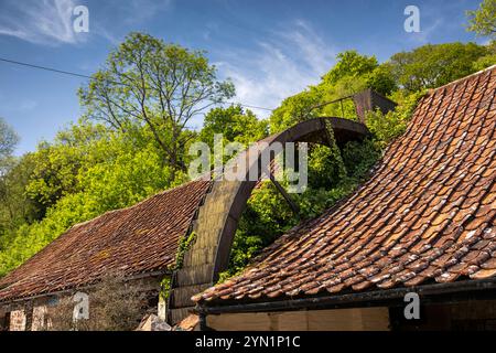 UK, England, Somerset, Quantocks, Holford, Combe House Hotel, England’s 3rd largest water wheel Stock Photo