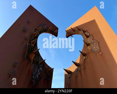 detail of Desire sculpture on Blackpool South Promenade against a vivid blue sky Stock Photo