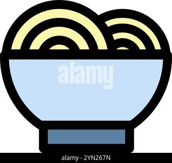 Bowl of noodle soup - clean and modern chinese icon. Stock Vector