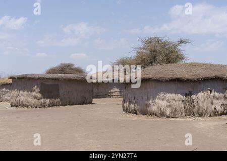 A traditional massai village in the Serengeti Tanzania Africa Stock Photo