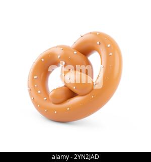 3d illustration of a salted pretzel, isolated on white background Stock Photo