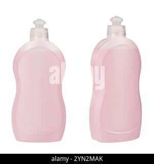 Two plastic bottles with detergent. Untitled. Isolated on white background. File contains clipping path Stock Photo