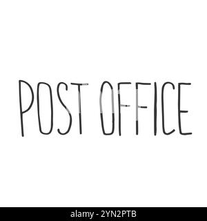 Doodle Post Office simple lettering words in vector isolated on white background Stock Vector