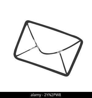 Vector illustration. Hand drawn doodle of closed envelope. Not read incoming message. Cartoon sketch. Stock Vector
