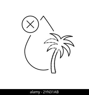 Palm Oil Ban Line Icon With Prohibition Symbol. Environmental Awareness and Sustainability Issues. Palm Oil Prohibited. Isolated Vector Illustration Stock Vector