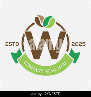 Letter W Coffee Logo Design, Coffee Shop Logo. Coffee Beans Symbol Stock Vector