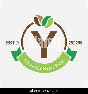 Letter Y Coffee Logo Design, Coffee Shop Logo. Coffee Beans Symbol Stock Vector