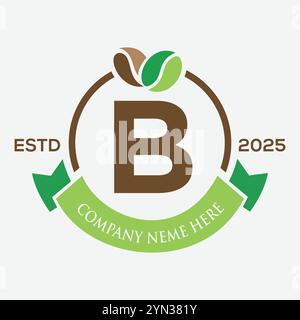 Letter B Coffee Logo Design, Coffee Shop Logo. Coffee Beans Symbol Stock Vector